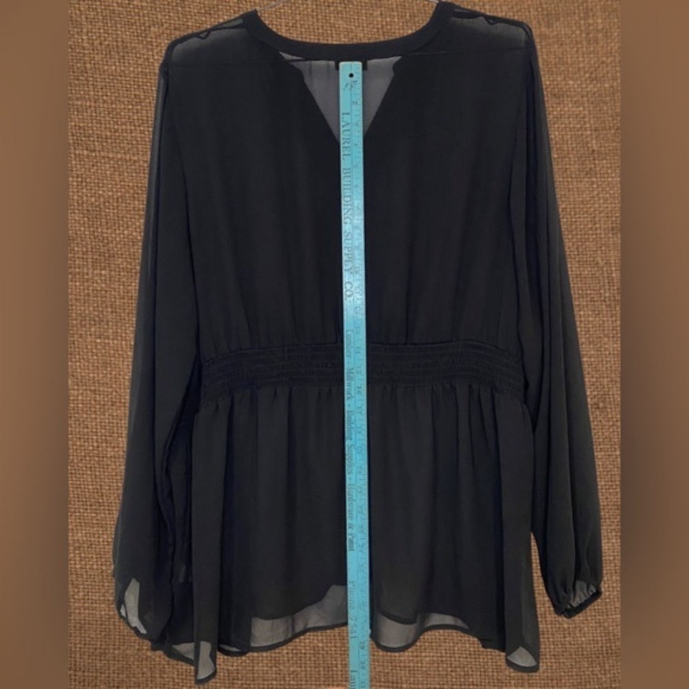 Women’s Black TORRID Smocked Ruffle‎ Long Sleeve Blouse Top Size 3 - Picture 3 of 6